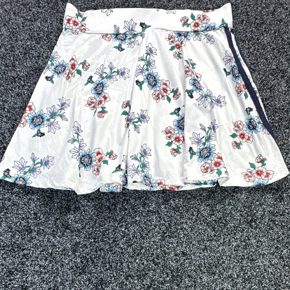 Joe Boxer Floral Skater Skirt Medium White Multicolor Stretch A Line Mini